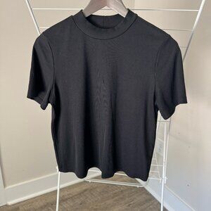 Banana Republic Boxy Crop Ribbed Mock Neck Tee - Size M - Black